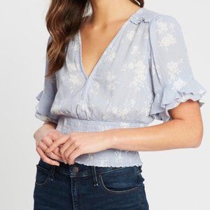 Abercrombie & Fitch Short-Sleeve Smocked-Waist Floral Top, S